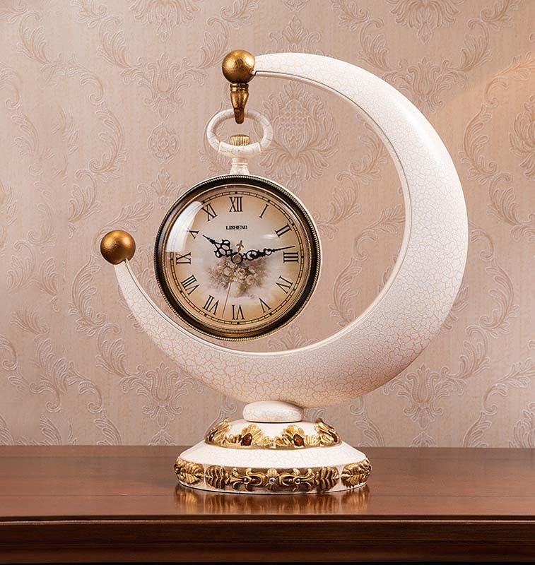 Reloj de repisa, Reloj de Escritorio sin tictac, Estilo Retro Europeo, Funciona con Pilas, Ideal for Sala de Estar, Dormitorio, Oficina, hogar, decoración de Interiores.(A)