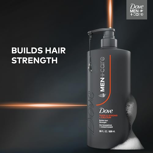 DOVE MEN + CARE Shampoo 1 count Thick & Strong, Builds Hair Strength, with Calcium 28 Fl oz - Image 5