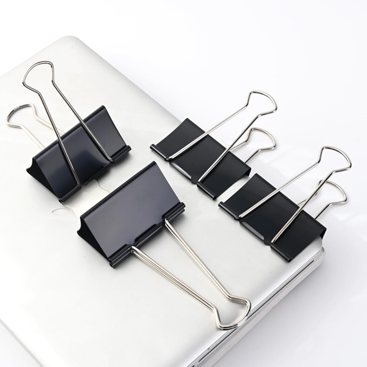 Bardzo duże klipsy do segregatora, 7,6 cm, super duże klipsy do segregatora, 6 sztuk, duże metalowe zaciski papierowe, czarne (7,6 cm)