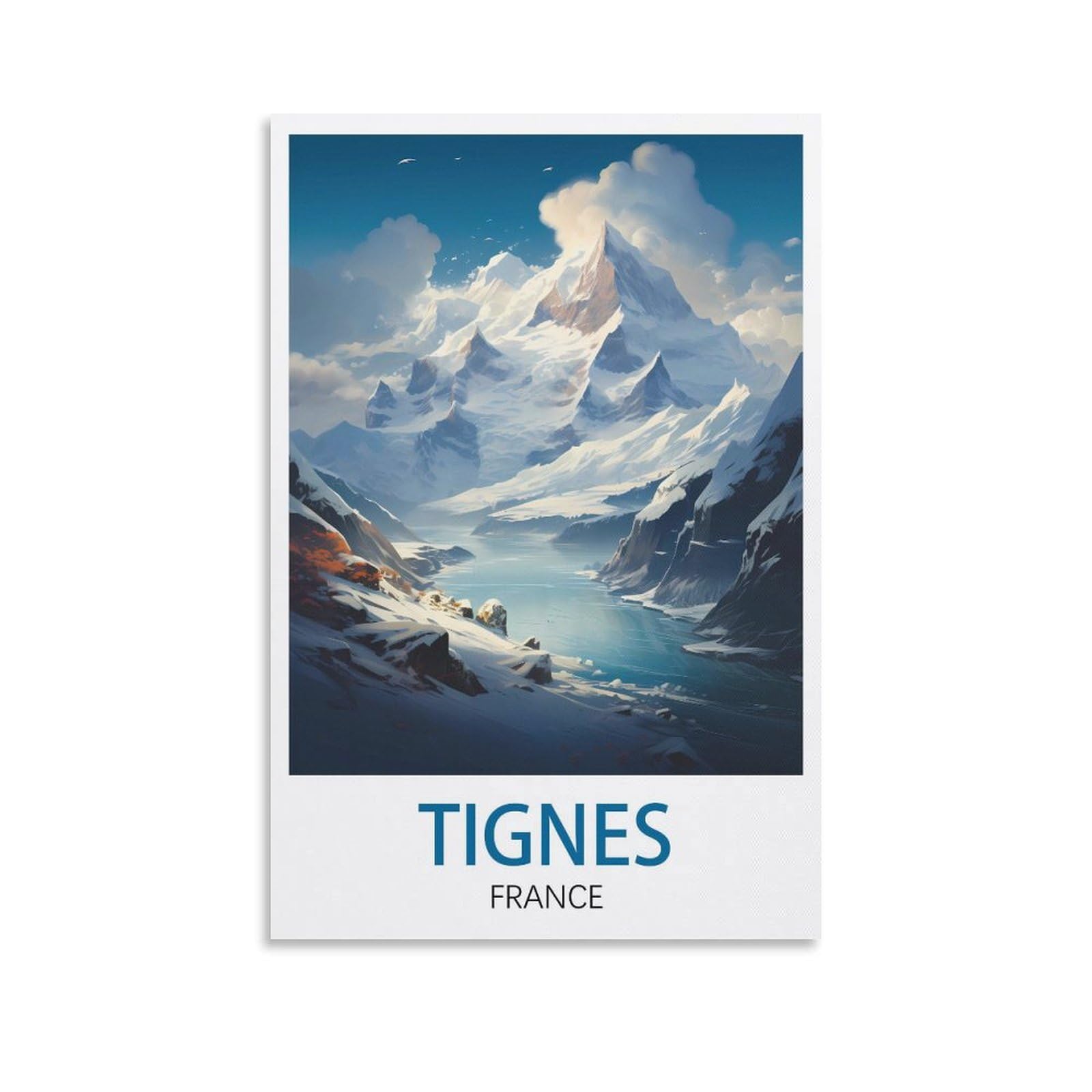 LHJOIUN Tignes France Ski Vintage Travel Poster Mountain 08x12inch(20x30cm) Art Canvas Print For Living Room Bedroom Home Decoration Modern Art