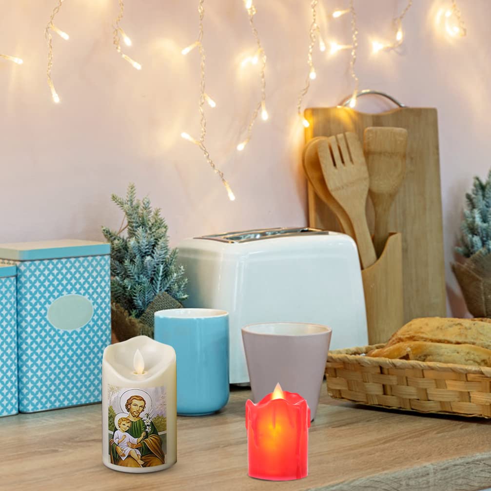 Lucky Trees Bougie De Prière De Dévotion Sans Flamme à Piles LED Pour Décoration Religieuse, Cadeau Vierge De Guadalupe Catholique Sacré Cœur De Jésus
