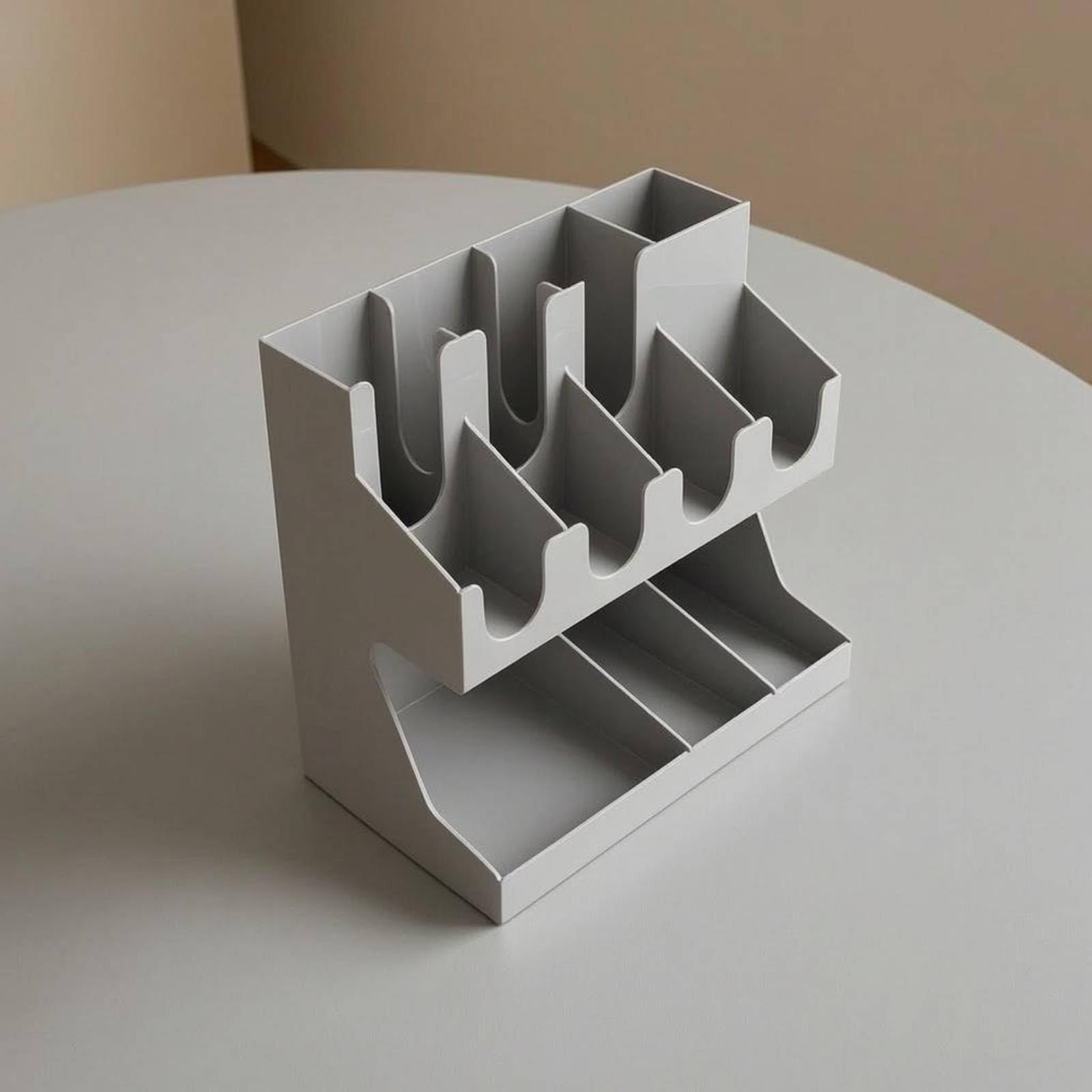 Baoblaze Porta Bicchieri da Banco Organizzatore Tazze Coperchi Cannucce Agitatori in Acciaio Inox a Due Livelli con Divisori Verticali E Presa Rapida Adatto, Legno Naturale