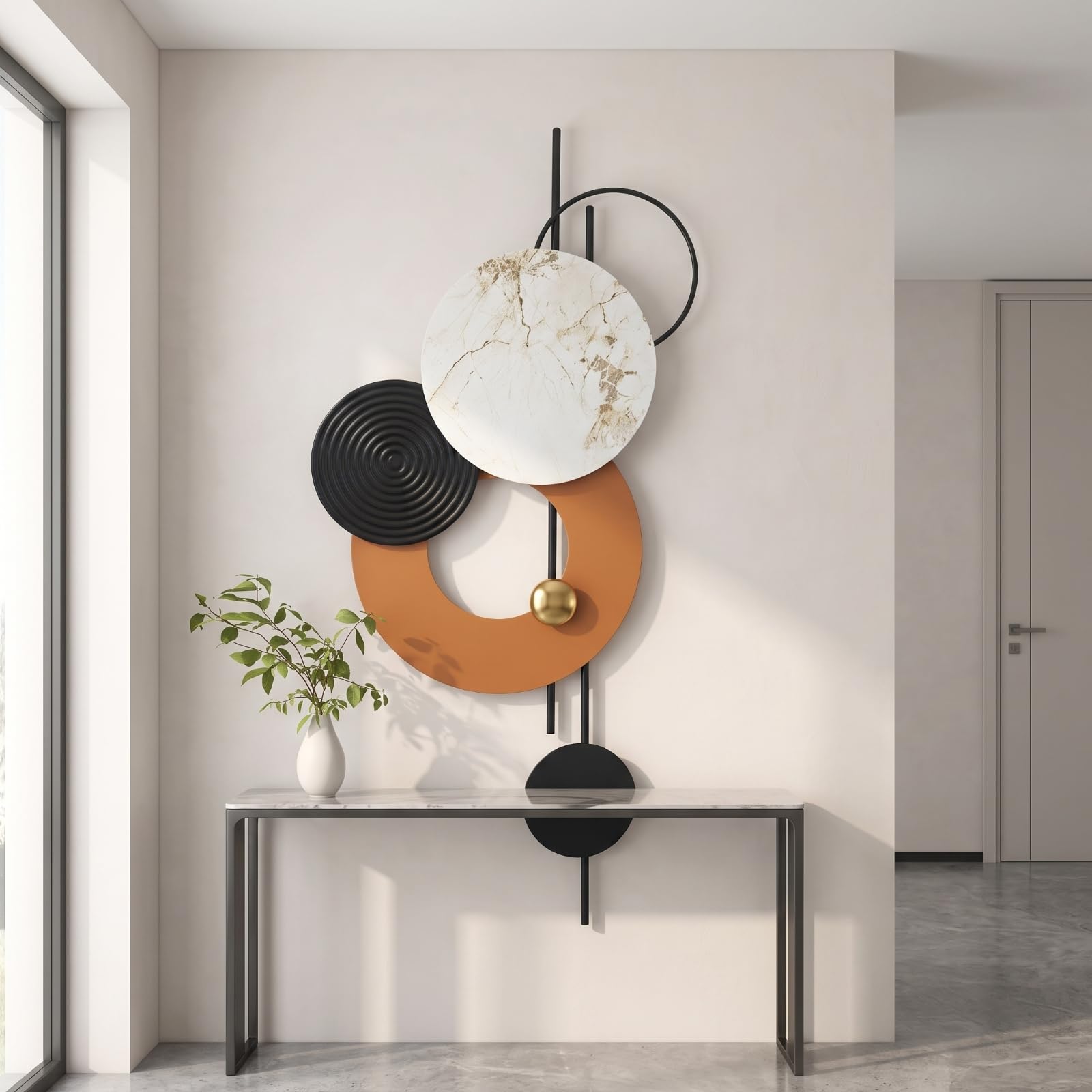 DimyFew Decorazione da Parete con Cerchi Concettuale Decorazione Geometrica con Cerchi Astratto Pannello Decorativo da Parete per Proprietari di Casa