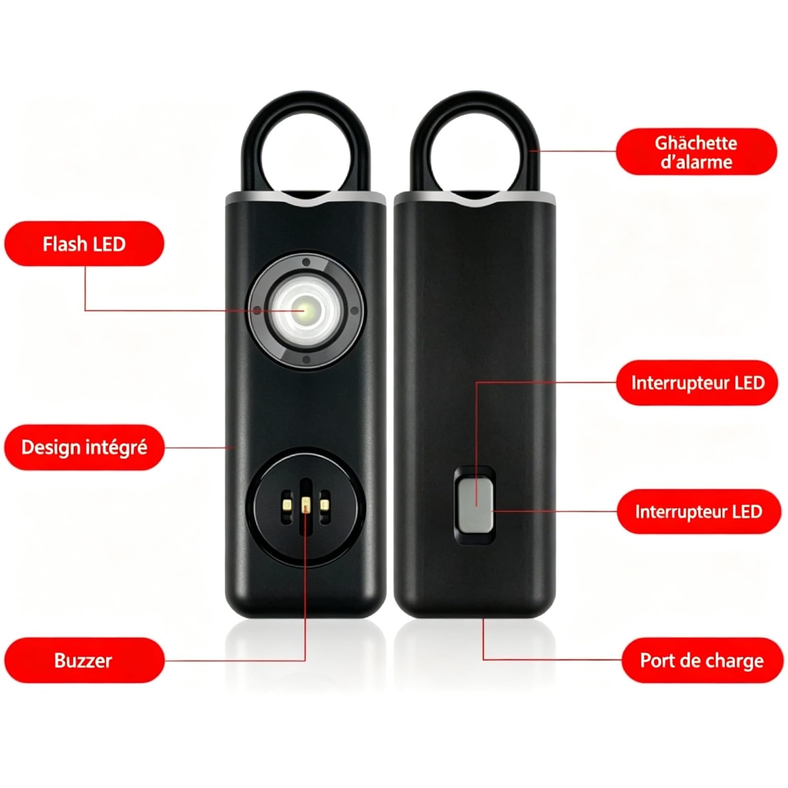 Version Améliorée Vigipulse Alarme De Poche 2026,personnelle Anti Agression | Signal 135 Décibels, Lumière LED Stroboscopique, Format Compact, Transport Facile, Dissuasion Efficace, Usage Quotidien