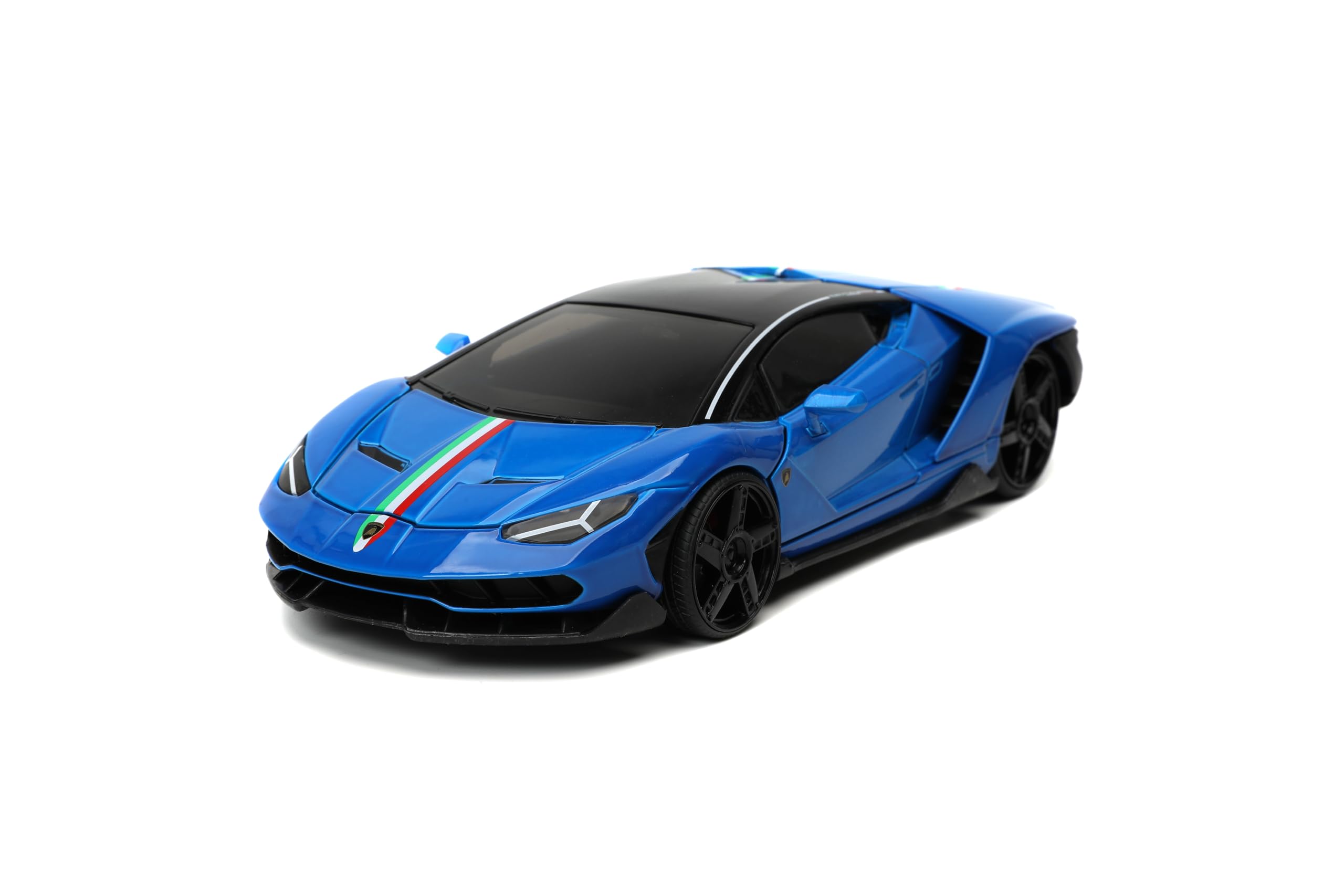 Jada Lamborghini Centenario Blue with Black Top with Stripes Hyper-Spec Series 1/24 Diecast Model Car