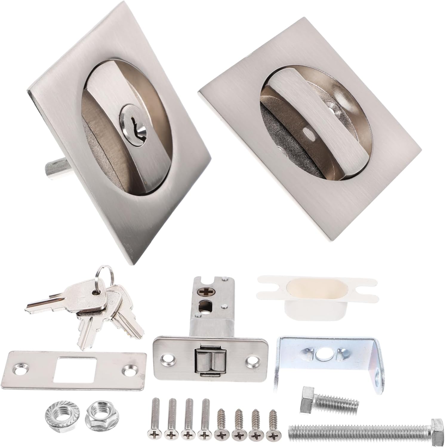 Privacy Pocket Door Hardware Metal Door Lock Key Invisible Lock Reuses Original