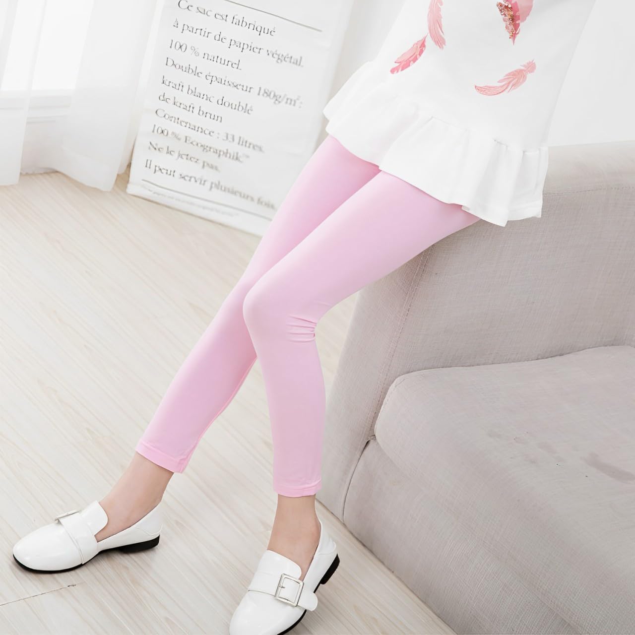 SYGA Girls Leggings, Soft & Stretchable Cotton Infant Toddler Leggings, Suitable for All Seasons, Size 4-5 Years(Pink) - Image 2 thumbnail