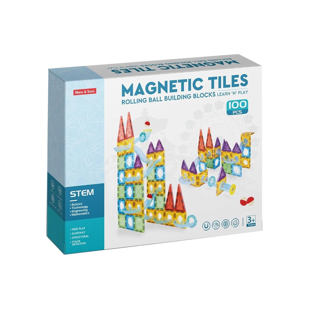 Magnetic Blocks for Kids Tiles -100 Pcs Set Gifts for Girls, Boys, Magneticc for Kids, Constructing & Learning Builder Educational Kidss Magnetic Blocks Game (Magnetic Tiles 100 pcs)-image-36