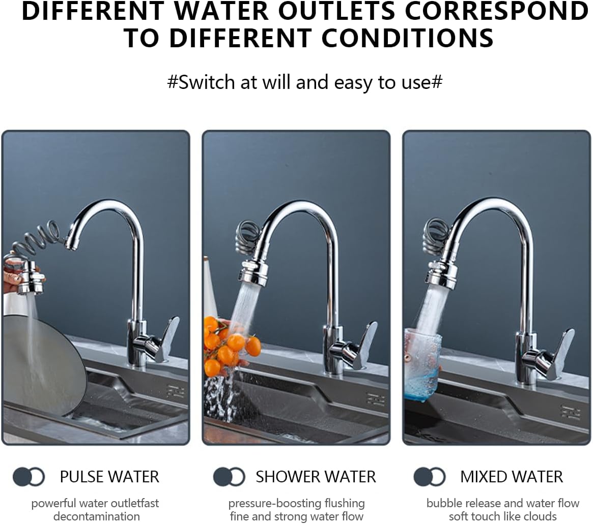 Multifunctional retractable three-gear faucet extender, suitable for sinks, kitchens faucet extender