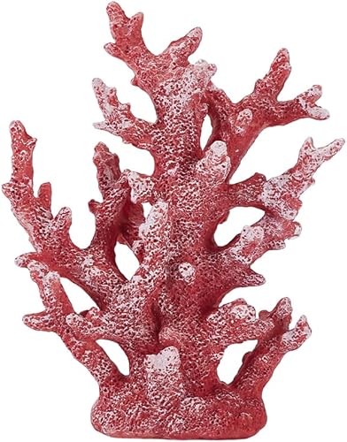 Miniatura 1 de AHANDMAKER Decoración artificial de arrecife de coral de playa, estatua de coral para acuario, paisaje, pecera, decoración de estante de mesa (rojo