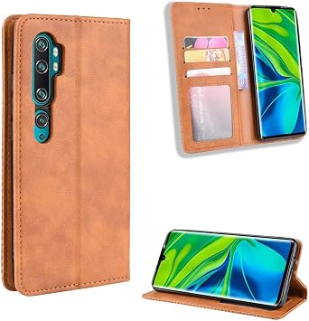 Case for Xiaomi Mi Note 10 Pro Case Cover,Case for Xiaomi Mi Note 10 Pro M1910F4S Case PU Leather flip Cover Brown