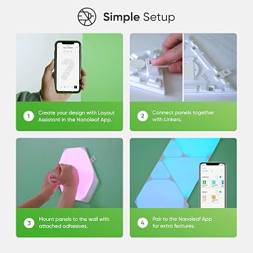 Nanoleaf Shapes Triangle Expansion Pack, 3 Additional Smart Light Panels LED RGBW - Modular Wi-Fi Colour Changing Wall Lights, Works with Alexa Google Assistant Apple Homekit, for Room Decor & Gaming