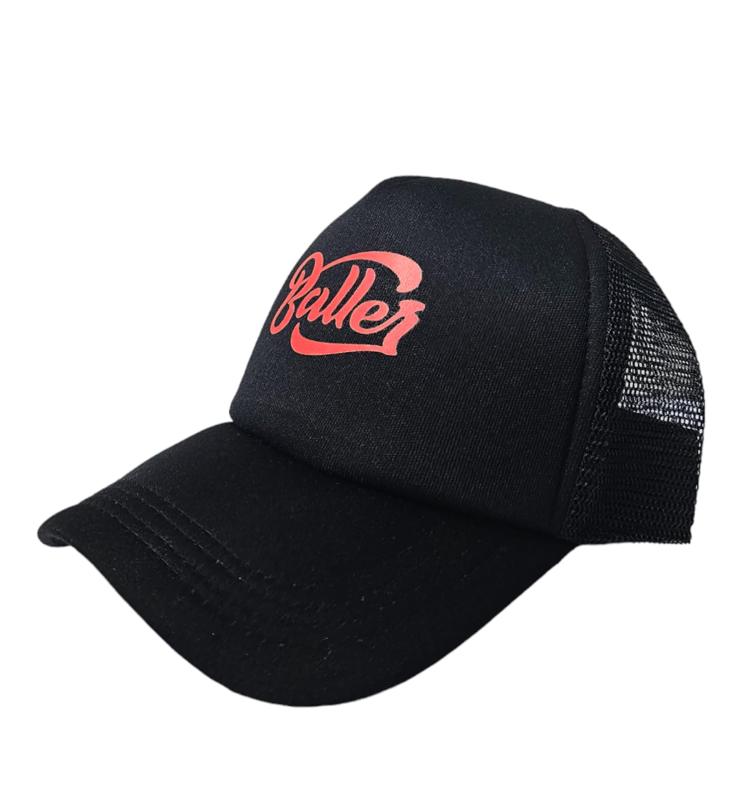 FASHMADE Unisex Black Cap: DTF Printed Logo, Adjustable Fit, and Half Net Back
