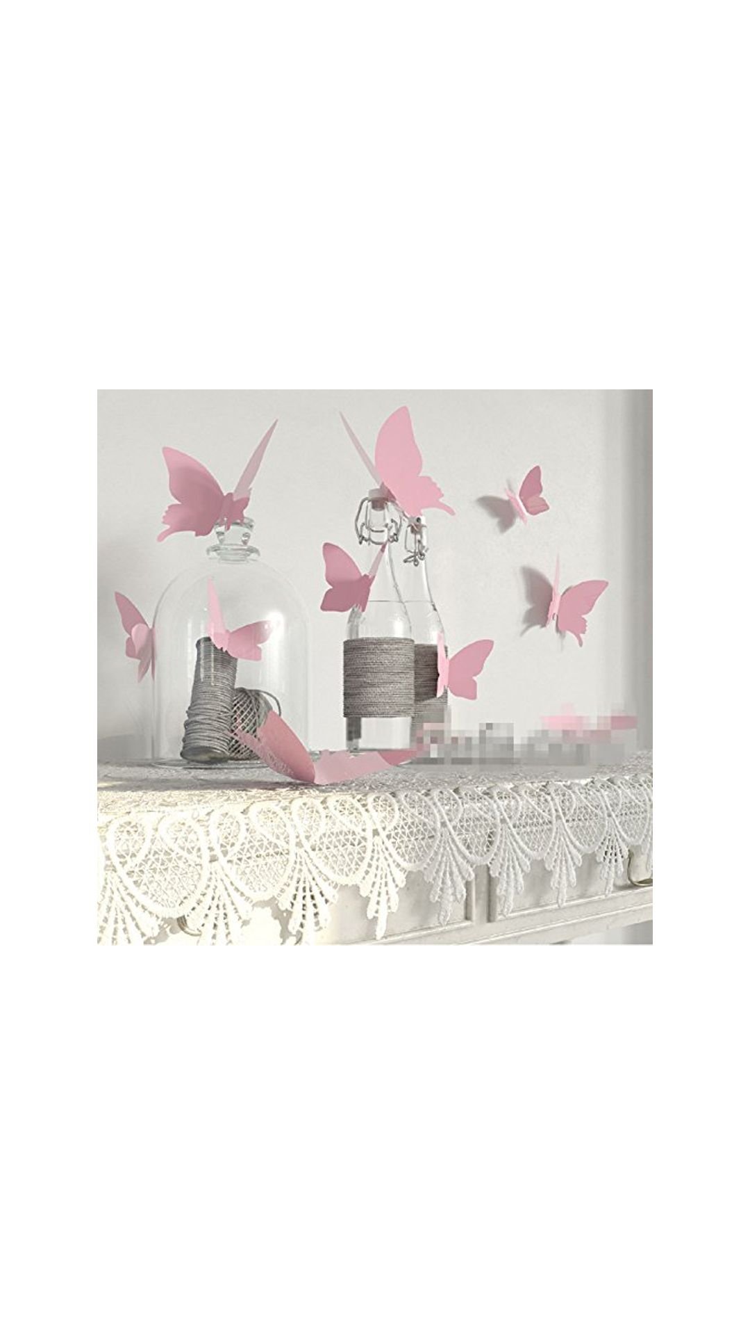 Indian Royals 3D Butterflies' Wall Sticker 1 Combo of 12 Piece (PVC Vinyl, 13 cm x 15 cm, 3D Stickers) (Pink) (Light Pink)