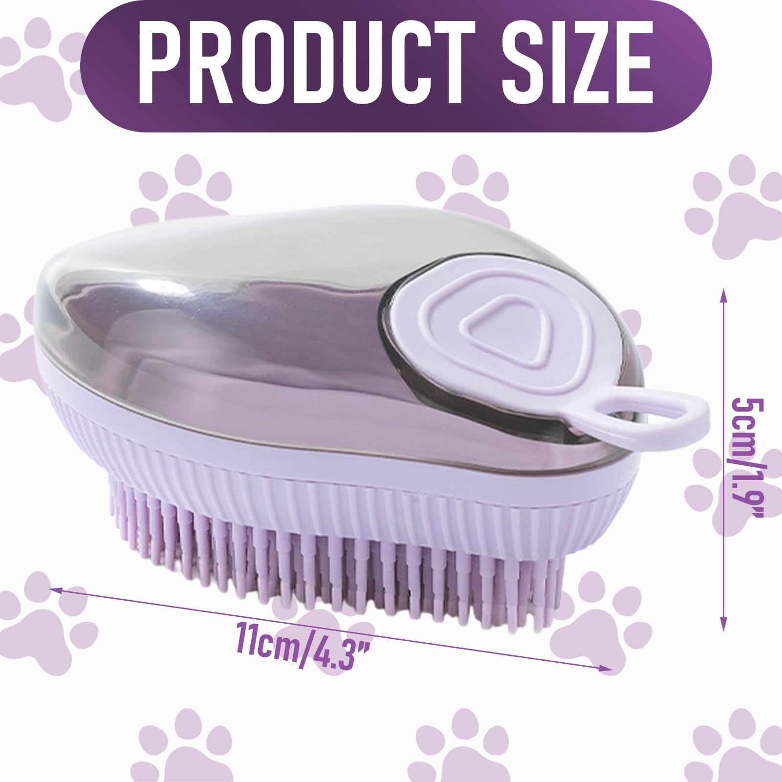 Brosse de Bain en Silicone Souple pour animaux de compagnie Accessoire de Toilettage avec Réservoir et Distributeur d'Eau et Shampoing Massage pour Chiens & Chats à Poils Courts/Longs
