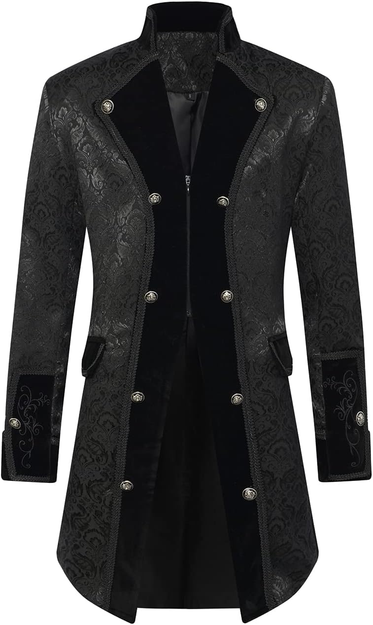 Mens Gothic Victorian Renaissance Tailcoat Steampunk Jacket Frock Coat