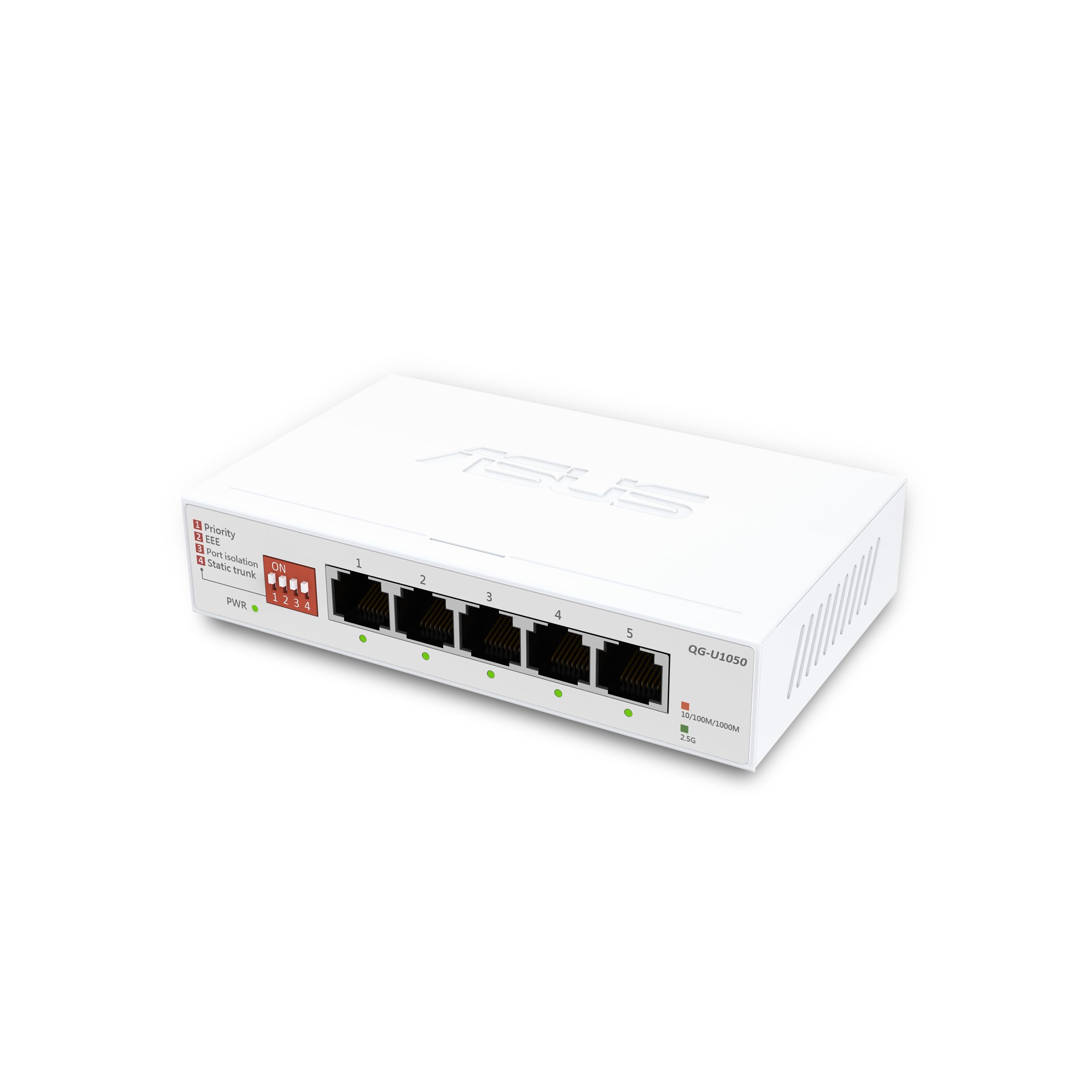 ASUS QG-U1050, 5-Port 2.5G Unmanaged Switch, Support 4 Intelligent Modes, Home Network Hub, Office Ethernet Splitter, Plug and Play, Easy Setup,