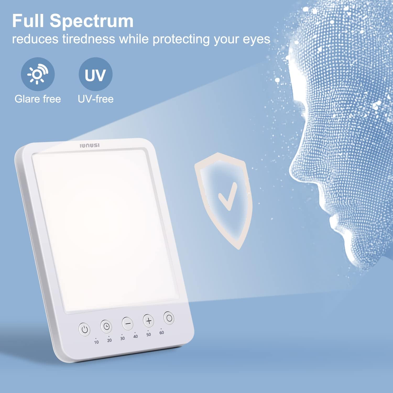 Light Therapy Lamp UV-Free 10000 Lux Therapy Light, LED Sun Lamp with Bright White Light, Adjustable Brightness, Timer Function for Home / Office Use : Health & Household