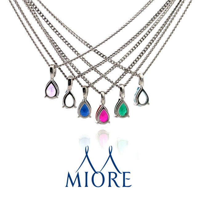 Collana in Oro Bianco 18 KT con AcquaMarina Taglio Ovale e Diamante Ro - Zahir Gioielli