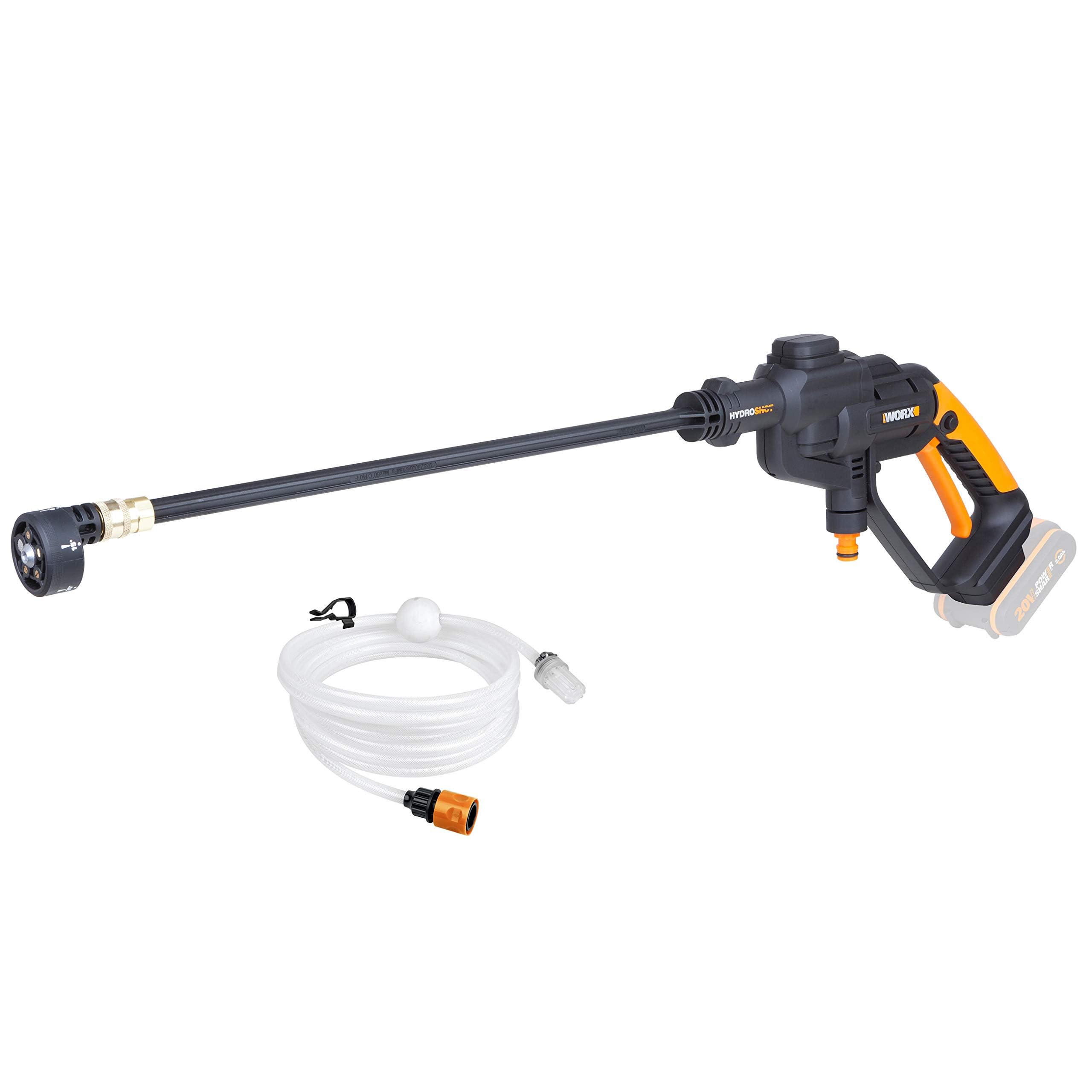 WORX WG620E.9 idropulitrice Hydroshot 20V, portatile, a batteria, con ugello a spruzzo multiplo, tubo da 6 m, senza batteria e caricatore
