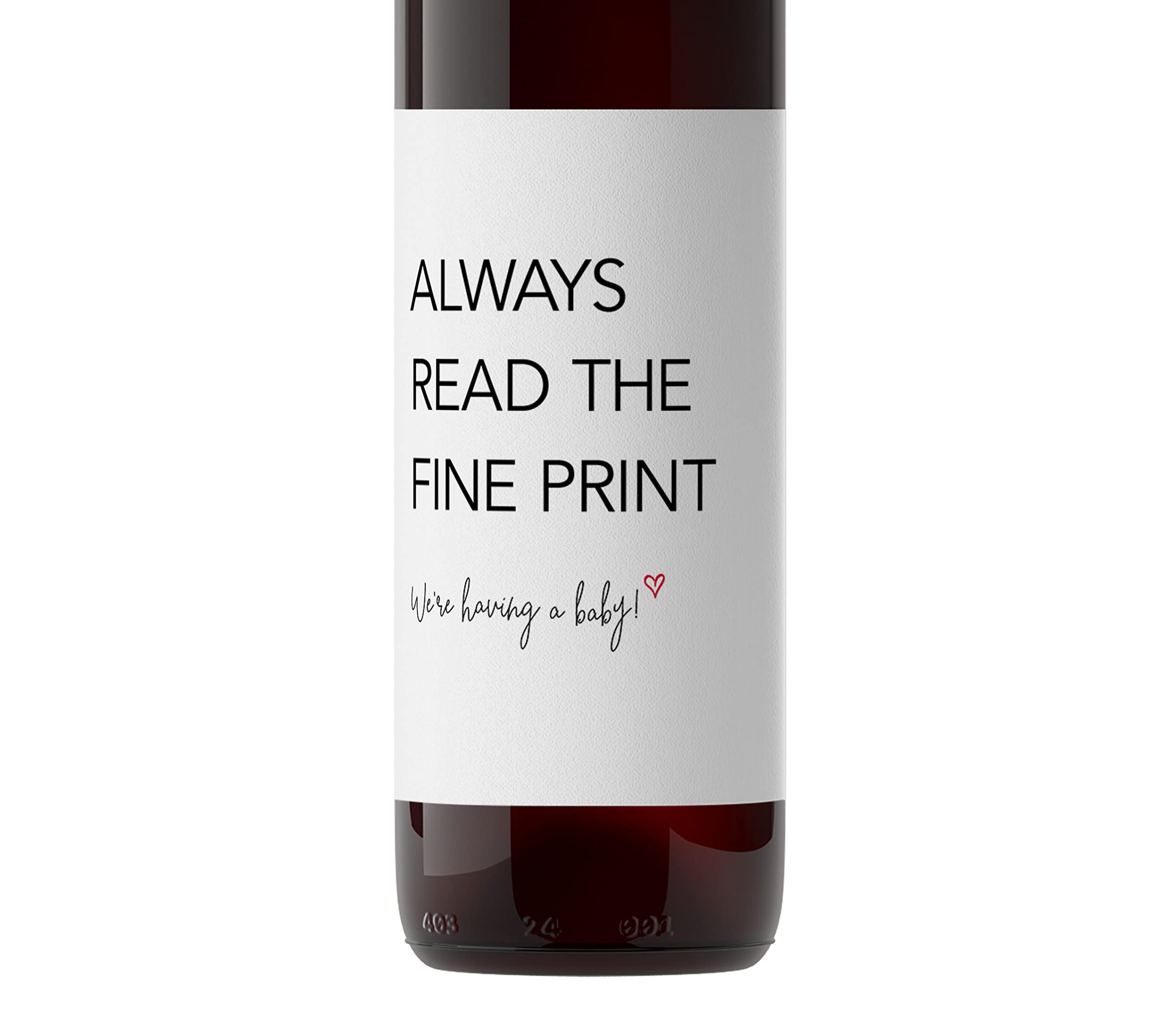 Always Read the Fine Print ● SET of 5 ● GENDER NEUTRAL Pregnancy Announcement Wine Labels, Baby Announcement Wine Label, We are Pregnant, Pregnancy