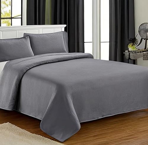 Miniatura 4 de Juego de sábanas tamaño Queen 100% poliéster, juego de sábanas de alta calidad, resistente a las arrugas, color gris, elegantes sábanas bajeras y