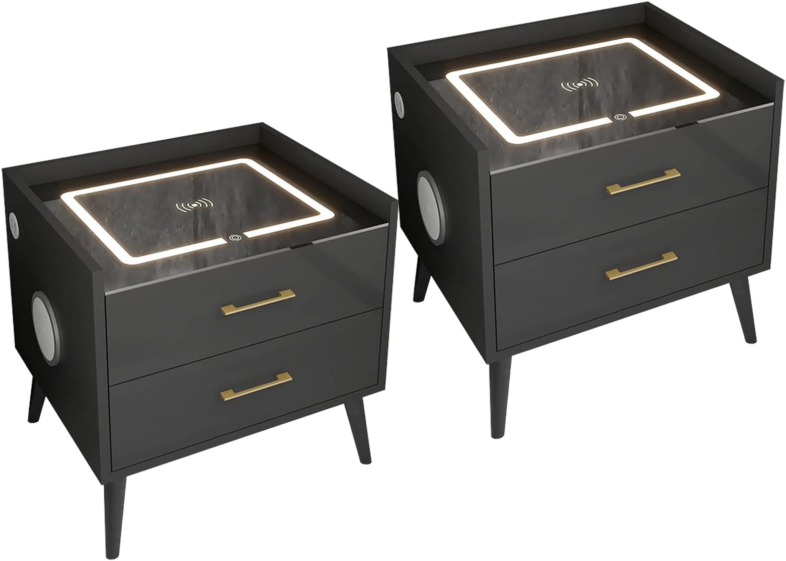 Nightstand With Fingerprint Lock Drawer, Smart Nightstand