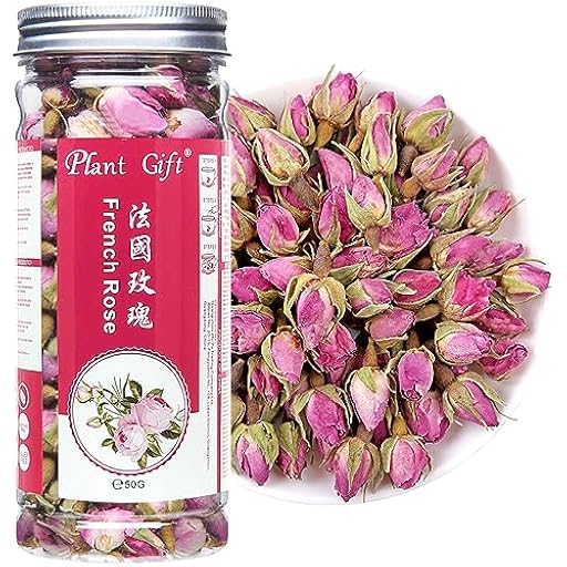 Plant Gift France Rose Buds, 50G/1.76oz, Pétalos de Rosa, Té de Hierbas Dulce, Alivio del Estrés y Mágico, Apoyo Inmune, No GMO, Sin Cafeína | Ya disponible en tu tienda friki favorita! En mundofriki.es!