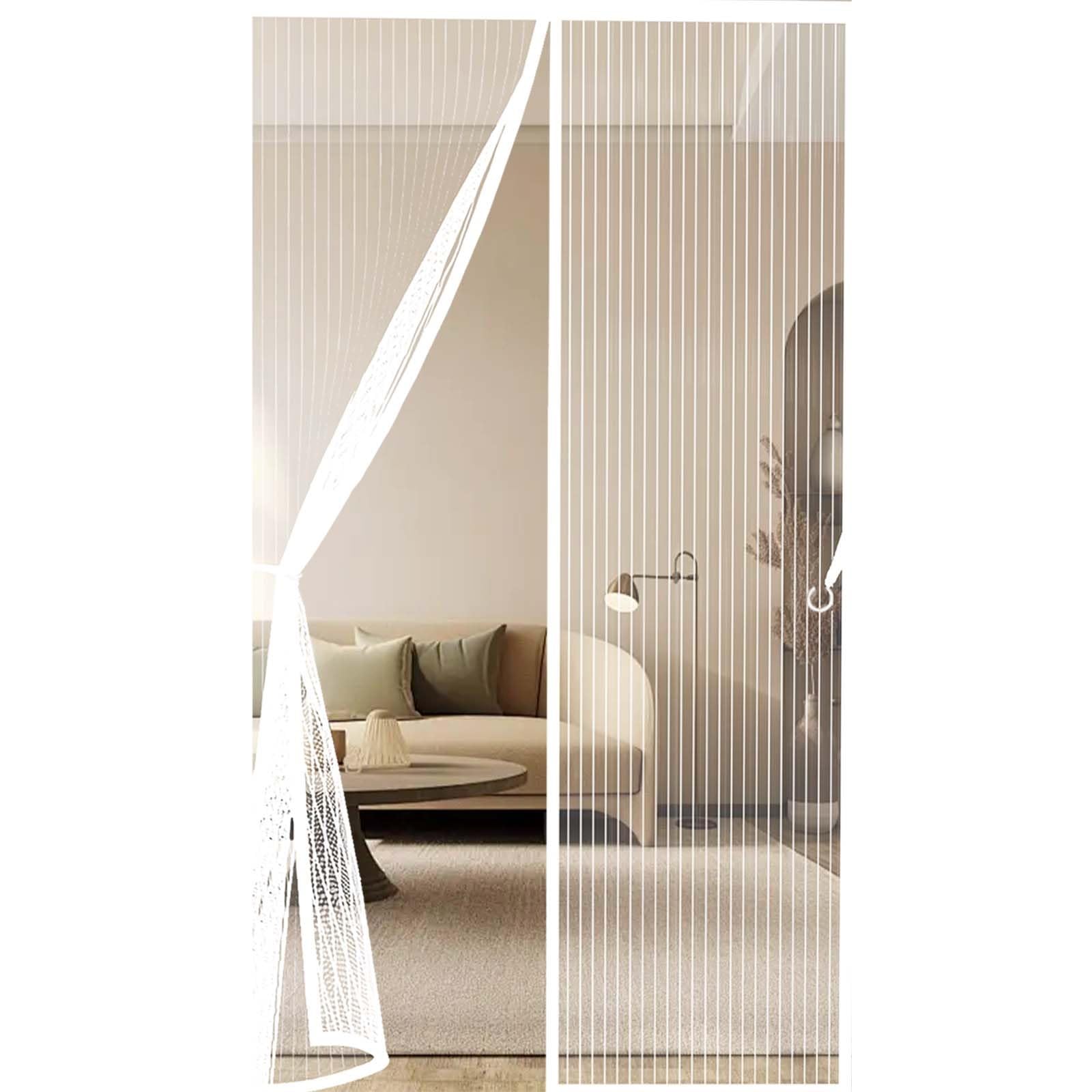 Feijdon White Insect Protection Door No Gap 118 X 186 Cm Durable, Keeps Bugs Out, Kid And Pet Friendly Anti Mosquito Fly Curtain Door Screens Nets Hundreds Of Sizes, Lets Fresh Air In,