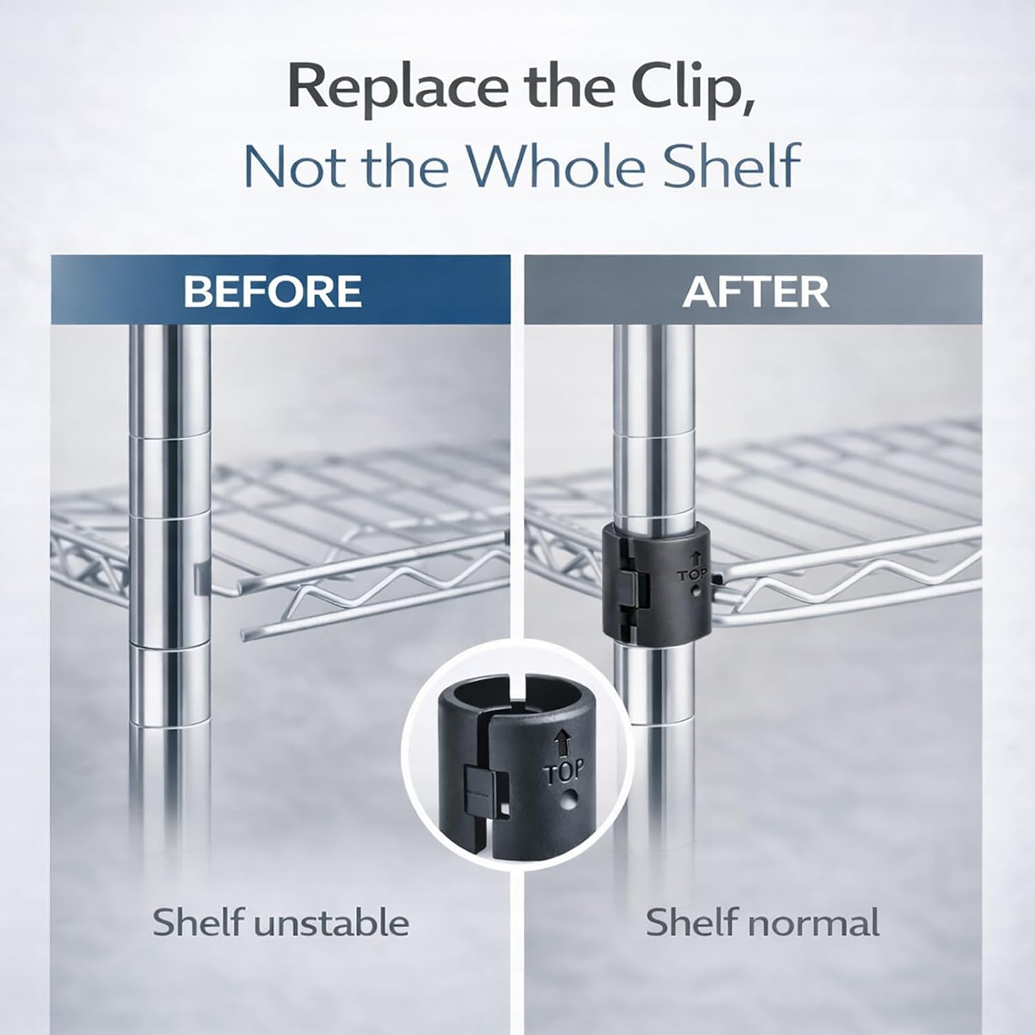 Wire Shelf Clips - 52 Pack for Stable Shelves -6 Wire Shelf Clips - 52 Pack for Stable Shelves -6