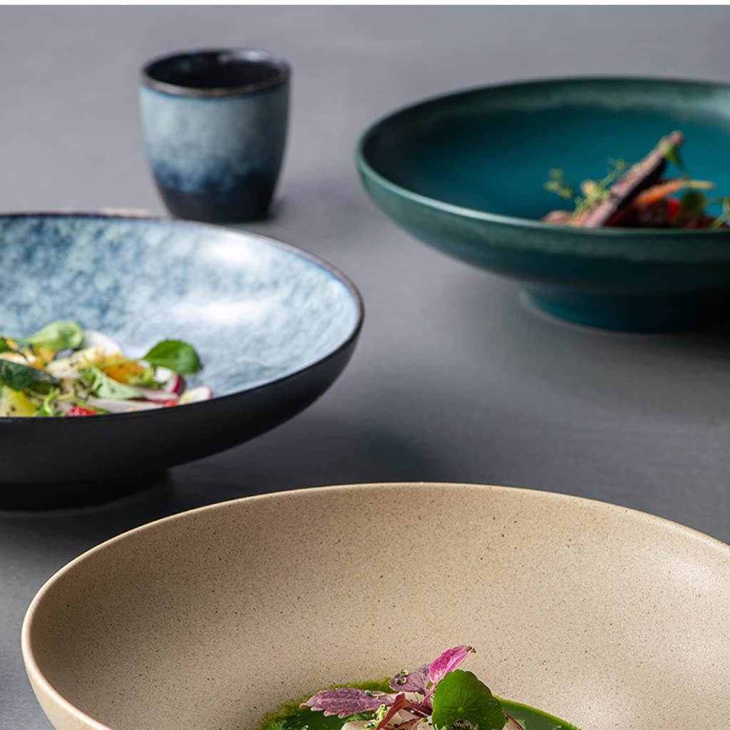 CFWSHJ Sałatka Miska na owoce Ceramiczna salaterka Duży kapelusz Kreatywna miska na zimny makaron Kuchnia Jadalnia Wysoka miska Nadaje się do sałatek, zup i makaronów Miska na ramen (D2 szt.)