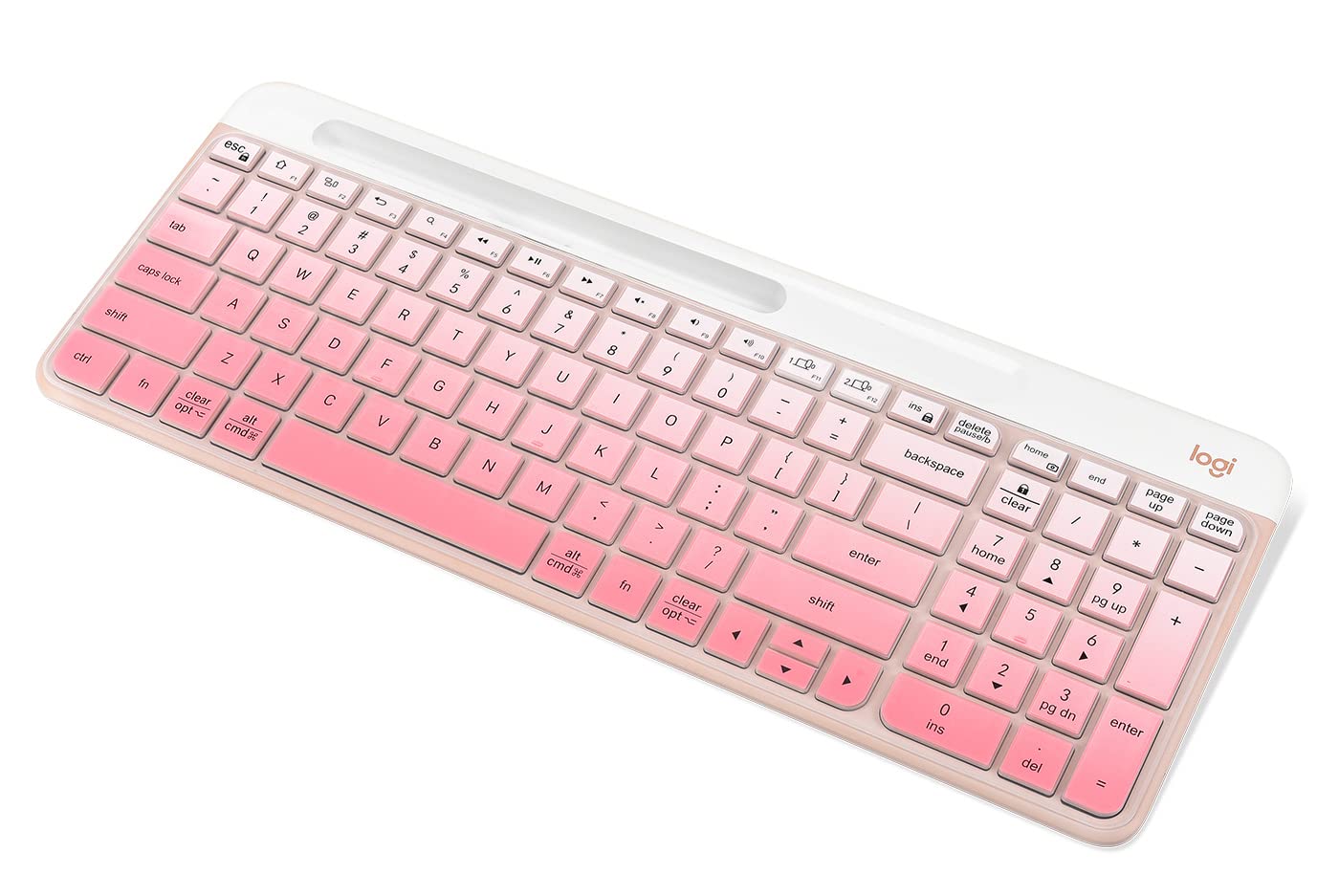 Keyboard Cover Compatible with Logitech K580 Multi-Device Slim Wireless Keyboard, Logitech K580 Full-Size Keyboard Skin Protective Accessories - Gradual Pink