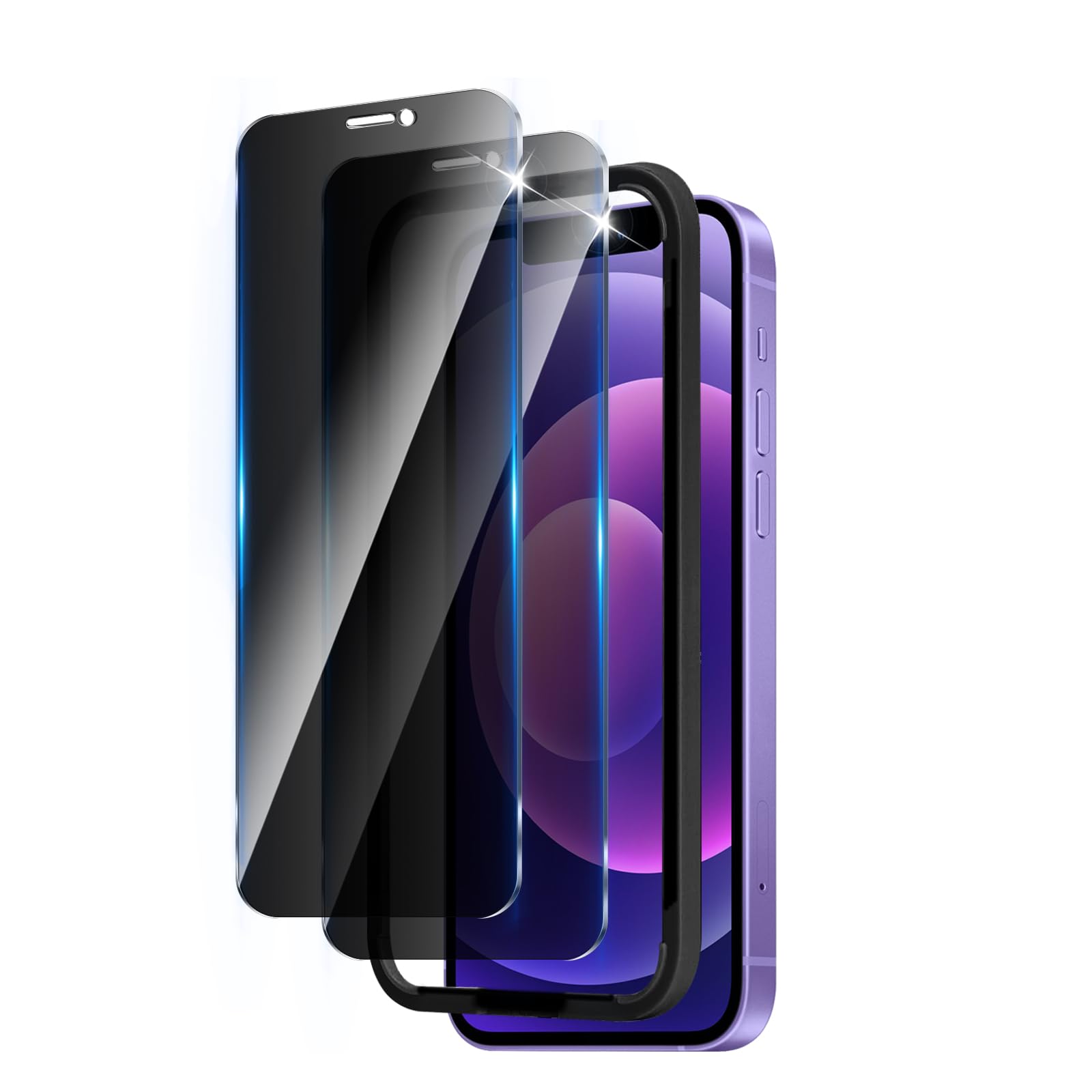 LZAYN 2 Pack Privacy Screen Protector for iPhone 12/12 pro (6.1 inch, Impact-Resistant, Anti-Scratch,Bubble Free