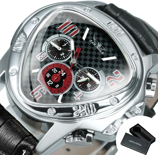 Watches - Jaragar Triangle Multifunction Mechanical Watches for Men 3 Sub-Dials Luminous Sports Automatic Watch Luxury Brand Leather Strap