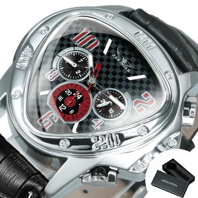 Watches - Jaragar Triangle Multifunction Mechanical Watches for Men 3 Sub-Dials Luminous Sports Automatic Watch Luxury Brand Leather Strap