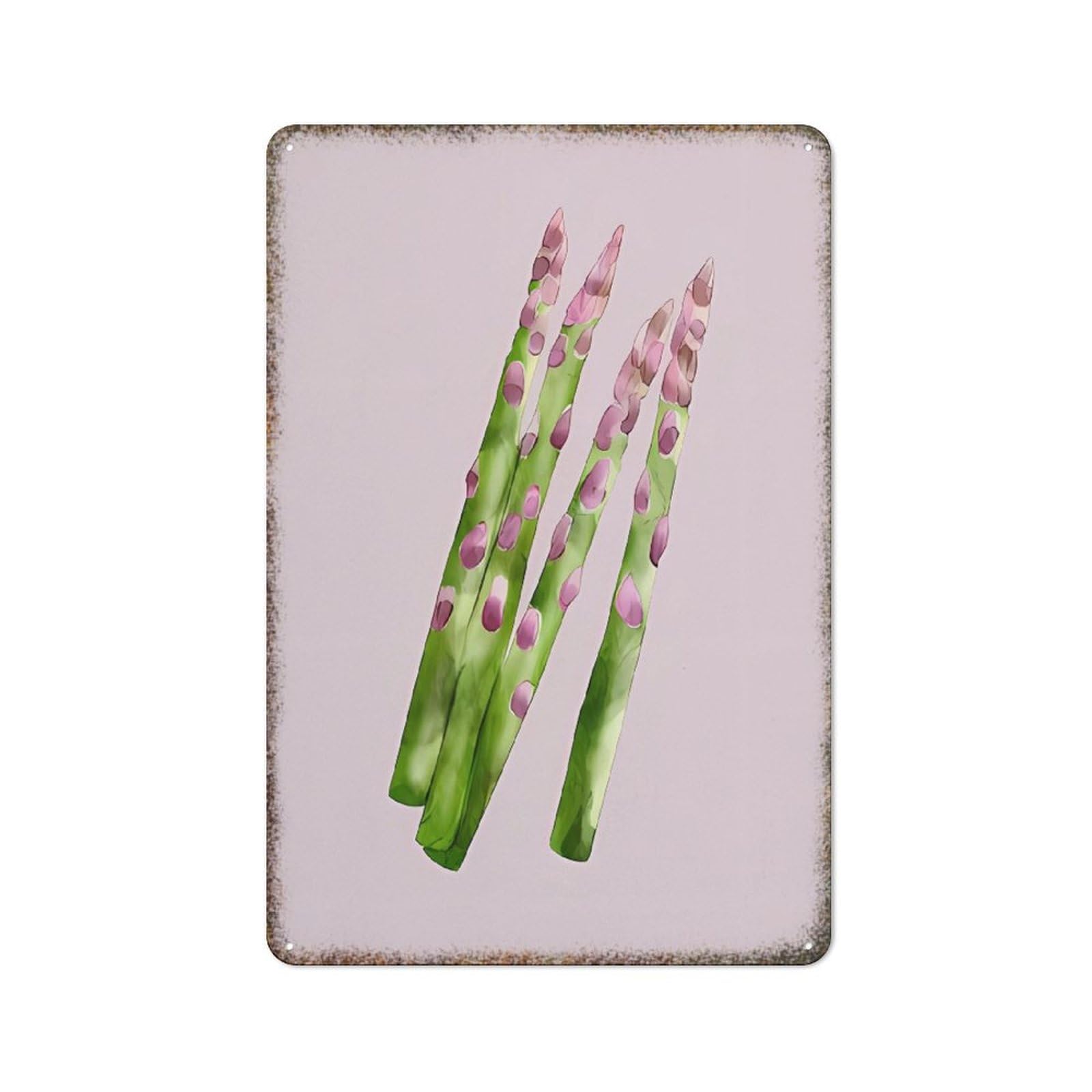 Retro Kitchen Vegetable Asparagus Print Farmhouse Metal Plaque Wall Decor Sign 8x12 inch