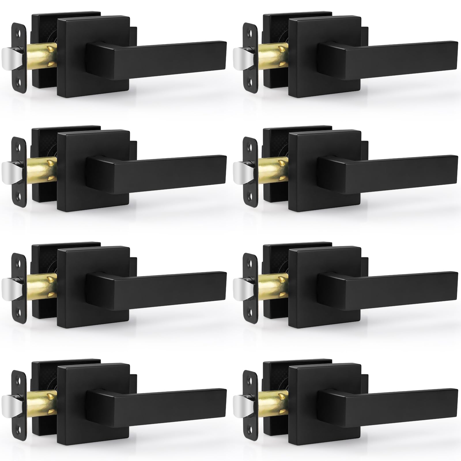 Estmoon Door Locks for Front Door, Matte Black Exterior Door Handle and Single Cylinder Deadbolt Lock, Heavy Duty Modern Square Front Door Handle and Deadbolt Set, Commercial Locks for Doors, 1 Pack — Amazon image 13