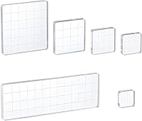 Whaline 6-Piece Acrylic Stamp Blocks Set with Grid Lines - Clear Stamping Tools for Scrapbooking, Card Making & Crafts