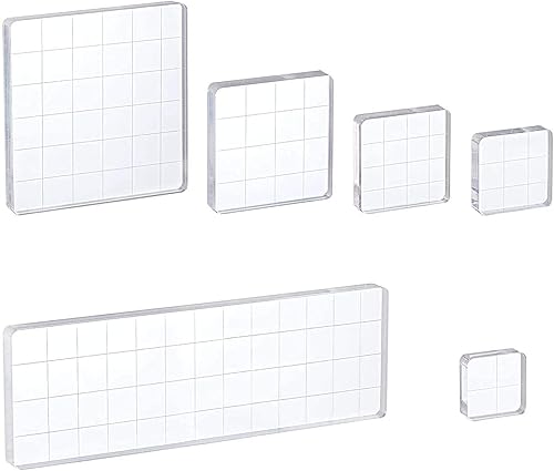 Whaline Juego de 6 herramientas de estampado de acrílico con líneas de cuadrícula para álbumes de recortes, manualidades, tarjetas, varios tamaños