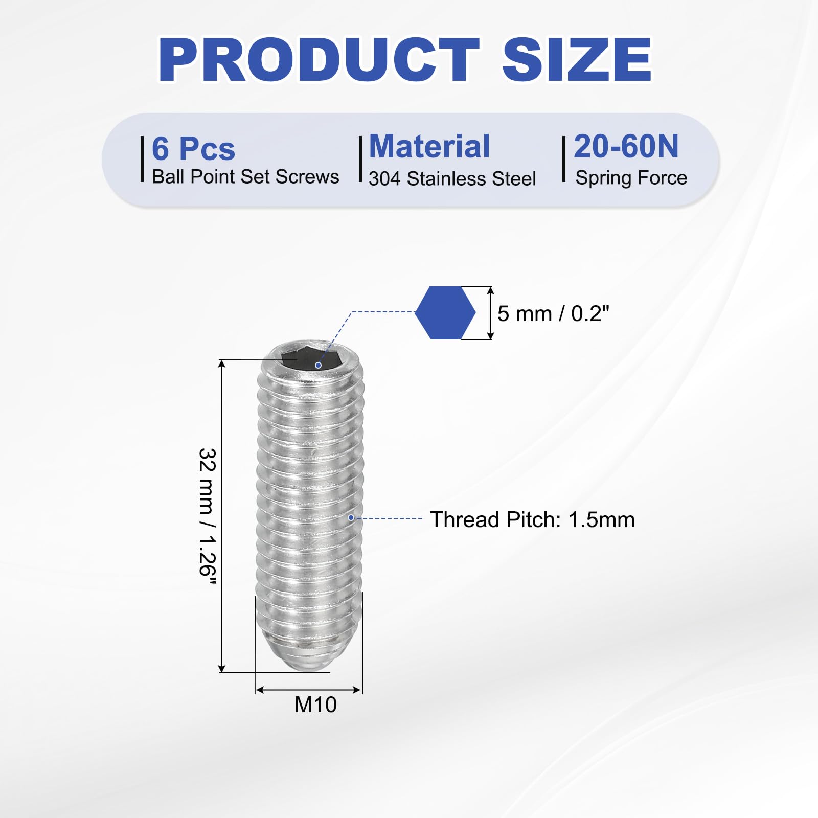 PATIKIL M10x30mm Ball Point Set Screws - Image 2
