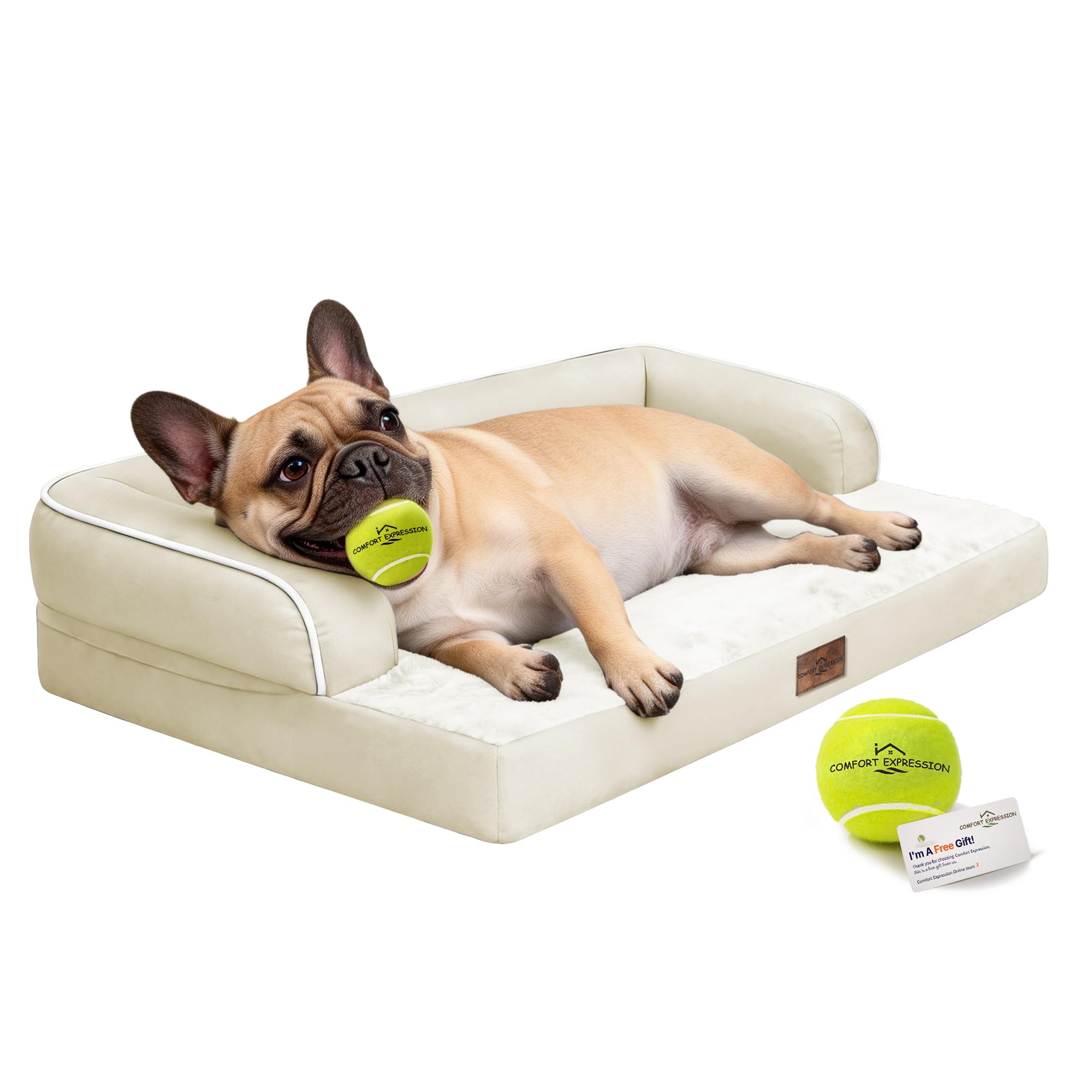 Comfort Expression Washable Dog Bed with Bolster for Medium to Large Dogs