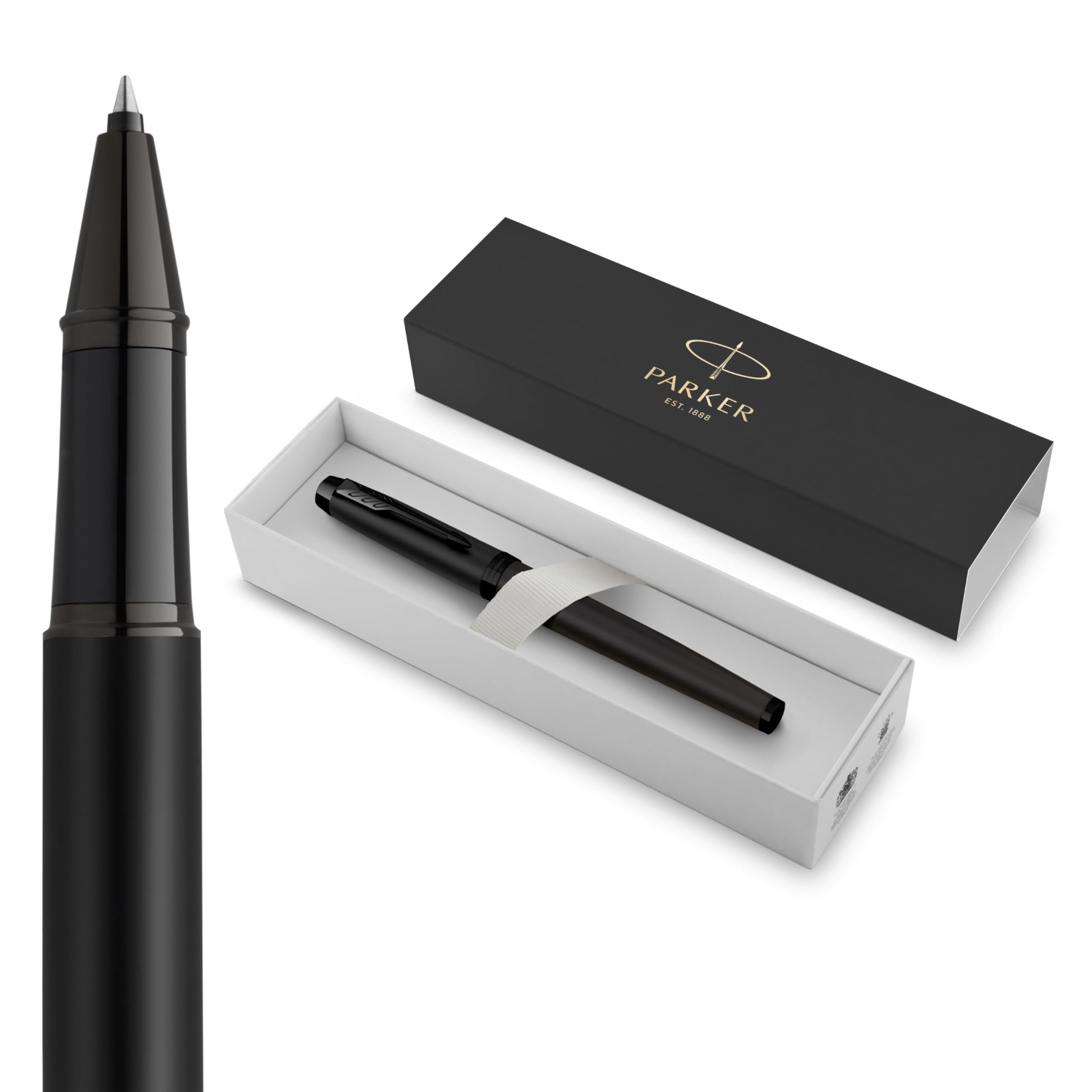 Parker IM penna roller | Nero opaco con finiture nere | Punta fine con ricarica di inchiostro nero | Confezione regalo