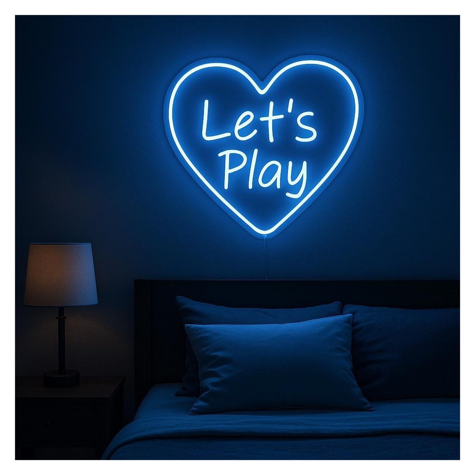 SHOUXI Sign Lamp Let's Play Neon Sign, Suitable for Bedroom Man Cave Decor with Dimmable 38cm
