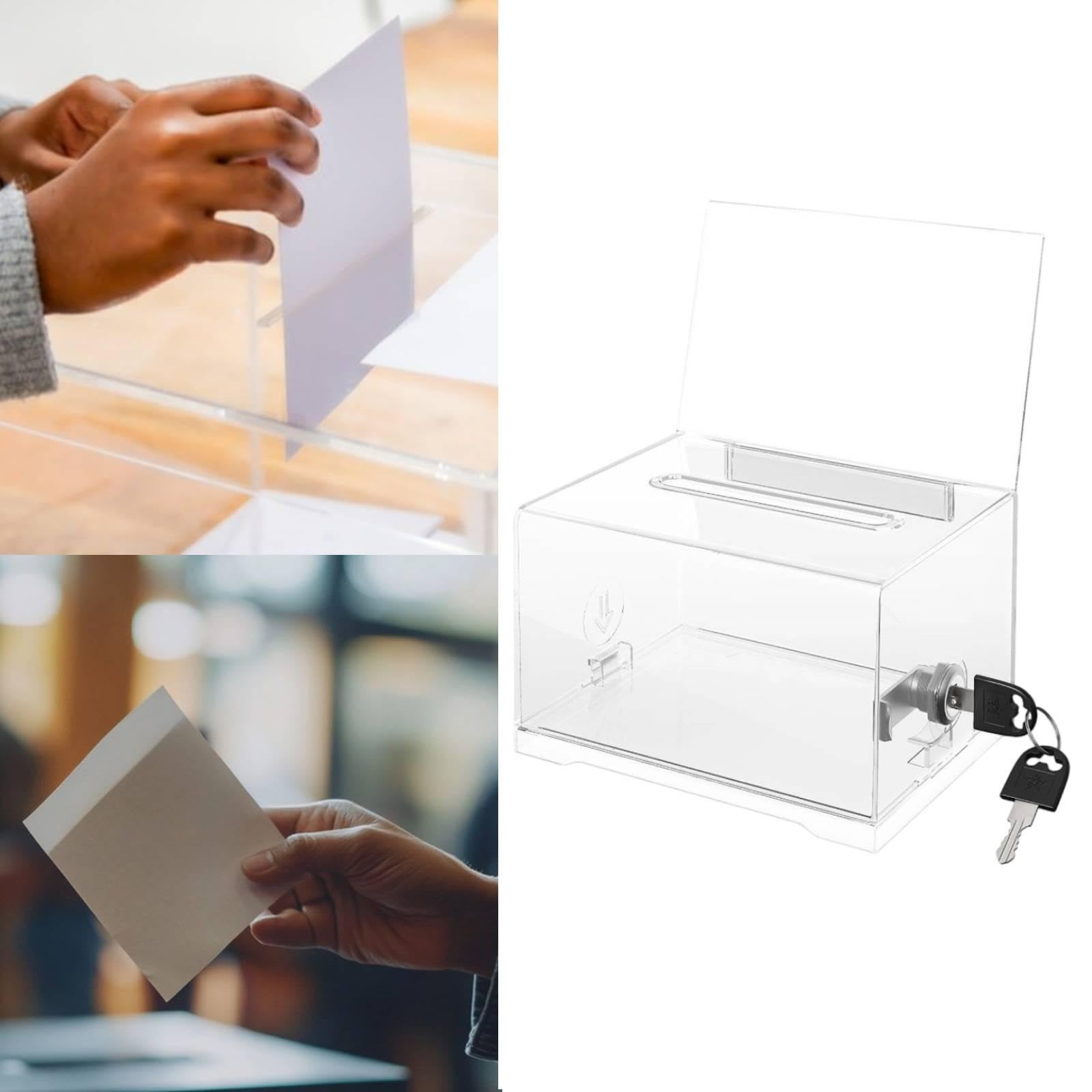 Boîte à suggestions/à acrylique avec serrure, contenant pour le dépôt des bulletins pour la maison, Clair