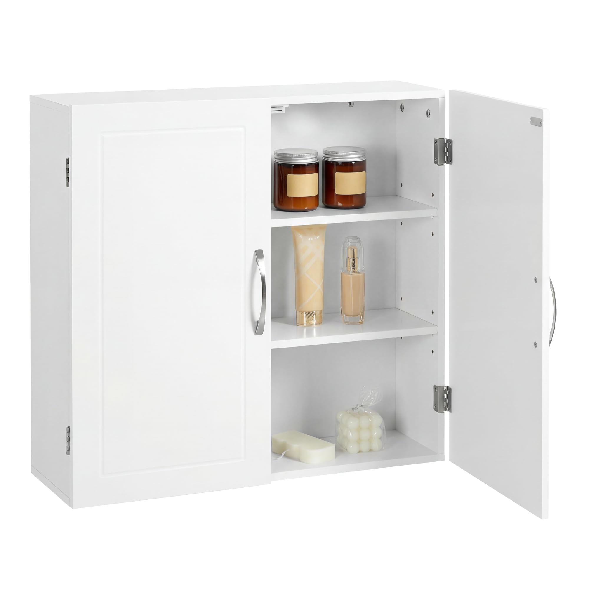 VASAGLE Bathroom Wall Cabinet, Wall-Mounted Bathroom Storage Cabinet, 18 x 60 x 60 cm, Medicine Cabinet with Adjustable Shelves, Cloud White BBC320W01