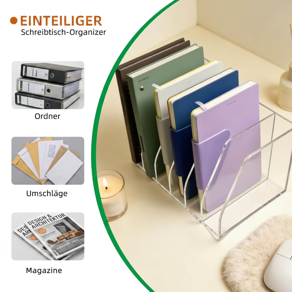 Acryl Stehsammler B5, 6 Fächer, Zeitschriftenhalter, Büro-Organizer