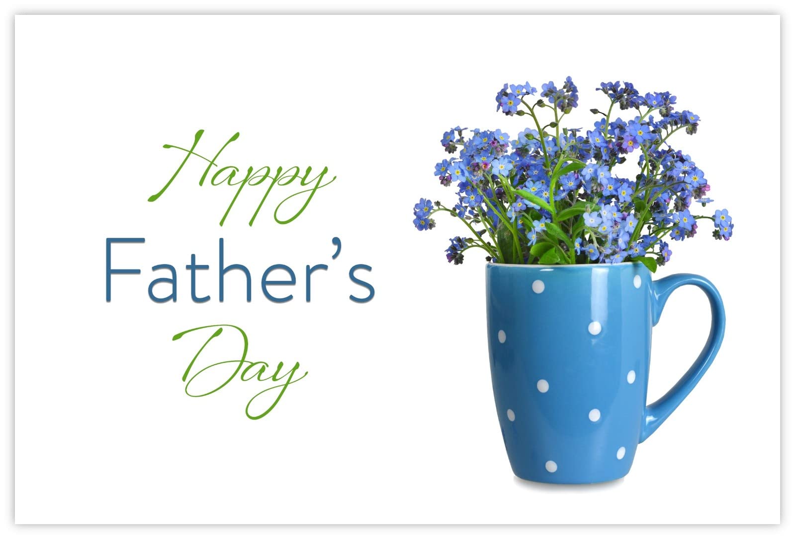 celloexpress Happy Father's Day (Blue Mug) Flower Message Cards - 55mm x 85mm - Father's Day Florist Card Gift Notes (Pack of 100) — image 1