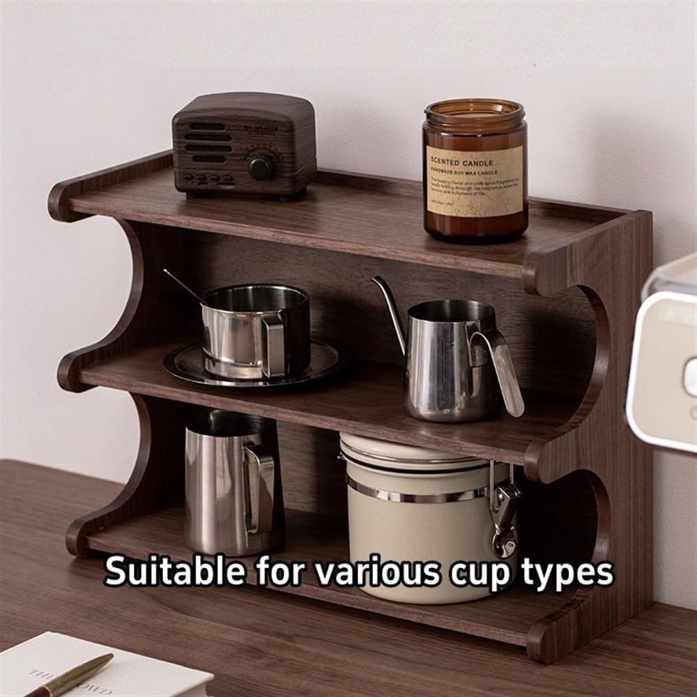Generisch Tassenhalter, 3-stöckiger Kaffeetassenhalter aus Holz – Stabiler Tassenständer für Küche und Haushalt – Mehrstufiger Präsentationsständer, Robustes Holzdesign, platzsparender Organizer