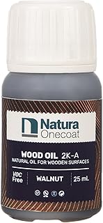 Natura Onecoat Walnut 25ml Hardwax Wood Oil - Natural Finish for Interior Wooden Surfaces, Floors & Furniture - Matte - VOC-Free