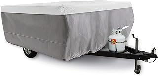 Leader Accessories Funda plegable plegable para caravana de hasta 8 pies a 10 pies, blanco/gris